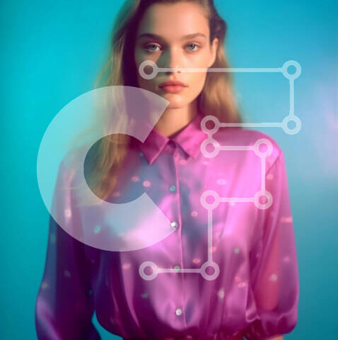 Intra Συλλεκτικό Ξύλινο Παζλ Plywood  4mm - Κομψή γυναίκα με ροζ μπλούζα σε μπλε φόντο Σε Ξύλινο Κουτί - Διαστάσεις Puzzle: 10x10 cm – 25 κομμάτια - Image 1