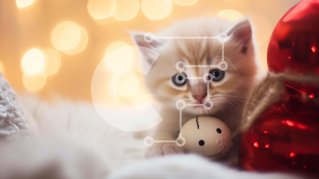 Intra Συλλεκτικό Ξύλινο Παζλ Plywood  4mm - Αξιολάτρευτο γατάκι που παίζει με το χριστουγεννιάτικο στολίδι Σε Ξύλινο Κουτί - Διαστάσεις: 10x10 cm – 25 κομμάτια