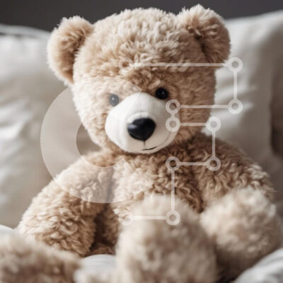 Intra Συλλεκτικό Ξύλινο Παζλ Plywood 4mm - Teddy Bear στο κρεβάτι με λευκά μαξιλάρια Σε Ξύλινο Κουτί - Διαστάσεις: 10x10 cm – 25 κομμάτια - Image 1