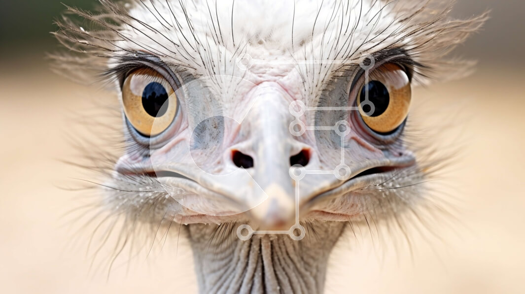 Intra Συλλεκτικό Ξύλινο Παζλ Plywood  4mm - Κοντινή όψη του κεφαλιού στρουθοκαμήλου Σε Ξύλινο Κουτί - Διαστάσεις: 10x10 cm – 25 κομμάτια