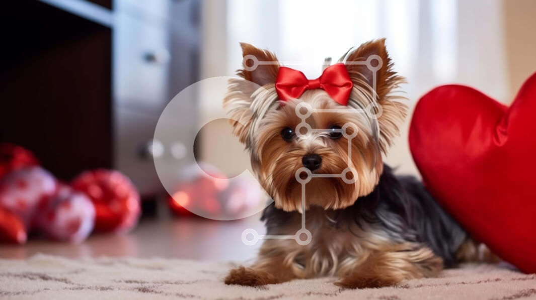 Intra Συλλεκτικό Ξύλινο Παζλ Plywood  4mm - Σκύλος Yorkshire Terrier που γιορτάζει την Ημέρα του Αγίου Βαλεντίνου Σε Ξύλινο Κουτί - Διαστάσεις: 10x10 cm – 25 κομμάτια