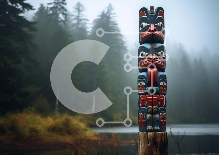 Intra Συλλεκτικό Ξύλινο Παζλ Plywood  4mm - Παραδοσιακός ιθαγενής αμερικανικός πόλος τοτέμ Σε Ξύλινο Κουτί - Διαστάσεις Puzzle: 10x10 cm – 25 κομμάτια