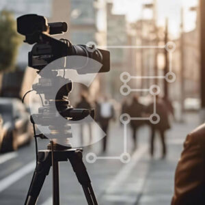 Intra Συλλεκτικό Ξύλινο Παζλ Plywood  4mm - Άνθρωπος που χρησιμοποιεί βιντεοκάμερα στο δρόμο Σε Ξύλινο Κουτί - Διαστάσεις Puzzle: 10x10 cm – 25 κομμάτια