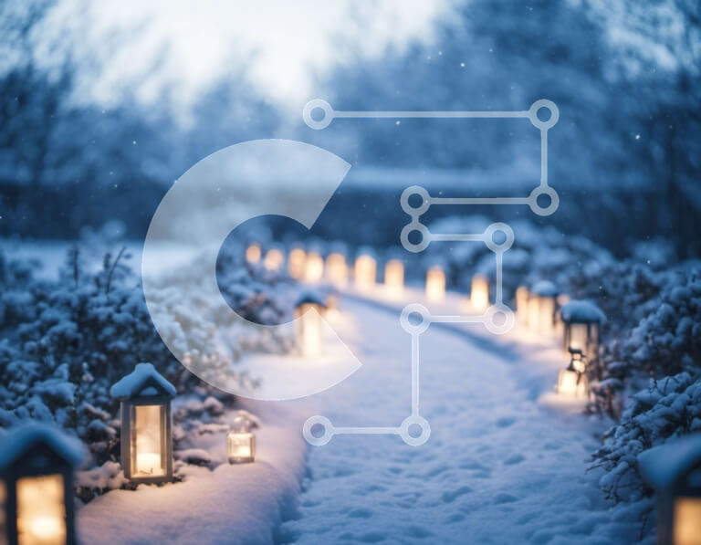 Intra Συλλεκτικό Ξύλινο Παζλ Plywood  4mm - Χιονισμένο μονοπάτι με φανάρια τη νύχτα του χειμώνα Σε Ξύλινο Κουτί - Διαστάσεις Puzzle: 10x10 cm – 25 κομμάτια