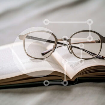 Intra Συλλεκτικό Ξύλινο Παζλ Plywood  4mm - Κομψή εικόνα ενός ανοιχτού βιβλίου με γυαλιά στην κορυφή Σε Ξύλινο Κουτί - Διαστάσεις Puzzle: 10x10 cm – 25 κομμάτια - Image 1