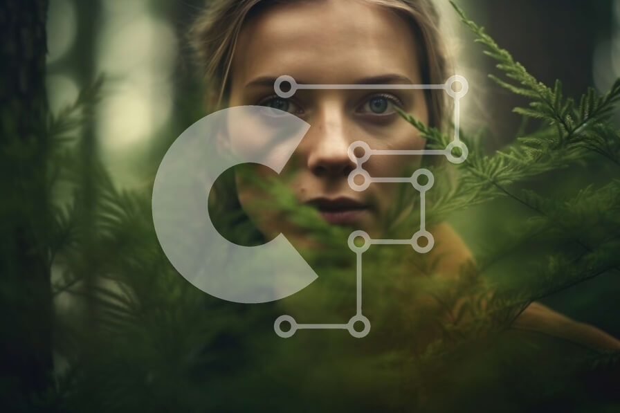 Intra Συλλεκτικό Ξύλινο Παζλ Plywood  4mm - Μυστηριώδης φωτογραφία γυναίκας με κίτρινο σακάκι σε σκοτεινό δάσος Σε Ξύλινο Κουτί - Διαστάσεις: 10x10 cm – 25 κομμάτια