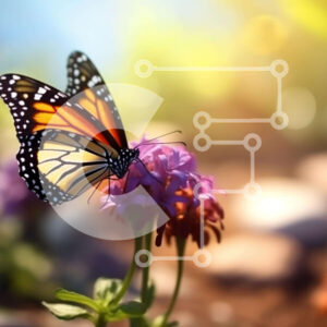 Intra Συλλεκτικό Ξύλινο Παζλ Plywood  4mm - Ταπετσαρία Monarch Butterfly σε μωβ λουλούδια Σε Ξύλινο Κουτί - Διαστάσεις: 10x10 cm – 25 κομμάτια