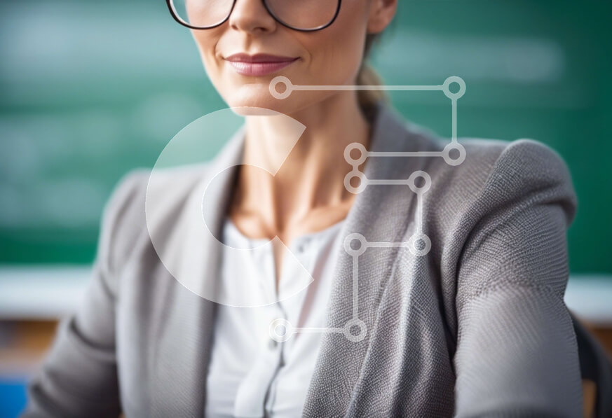 Intra Συλλεκτικό Ξύλινο Παζλ Plywood  4mm - Γυναίκα που φορά γυαλιά σε ένα γραφείο ή μια τάξη Σε Ξύλινο Κουτί - Διαστάσεις Puzzle: 10x10 cm – 25 κομμάτια