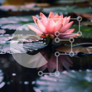 Intra Συλλεκτικό Ξύλινο Παζλ Plywood  4mm - Όμορφη εικόνα του ροζ λουλουδιού λωτού σε ήρεμη λίμνη με τα μαξιλαράκια κρίνων Σε Ξύλινο Κουτί - Διαστάσεις: 10x10 cm – 25 κομμάτια