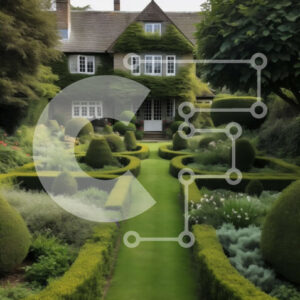 Intra Συλλεκτικό Ξύλινο Παζλ Plywood  4mm - Όμορφος κήπος Topiary με πέτρινο σπίτι και στέγη από σχιστόλιθο Σε Ξύλινο Κουτί - Διαστάσεις: 10x10 cm – 25 κομμάτια