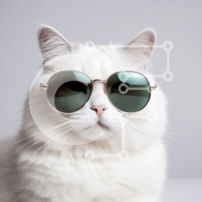 Intra Συλλεκτικό Ξύλινο Παζλ Plywood  4mm - Cool Cat in Shades - White Cat με γυαλιά ηλίου Σε Ξύλινο Κουτί - Διαστάσεις: 10x10 cm – 25 κομμάτια - Image 1