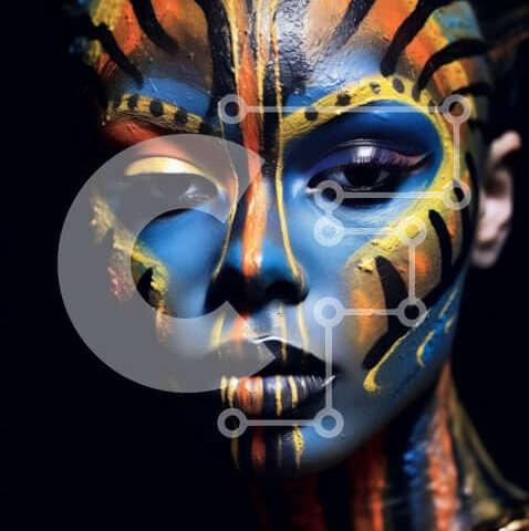 Intra Συλλεκτικό Ξύλινο Παζλ Plywood  4mm - Πολύχρωμο Face Painting και μοντέρνο μαύρο ντύσιμο Σε Ξύλινο Κουτί - Διαστάσεις Puzzle: 10x10 cm – 25 κομμάτια - Image 1