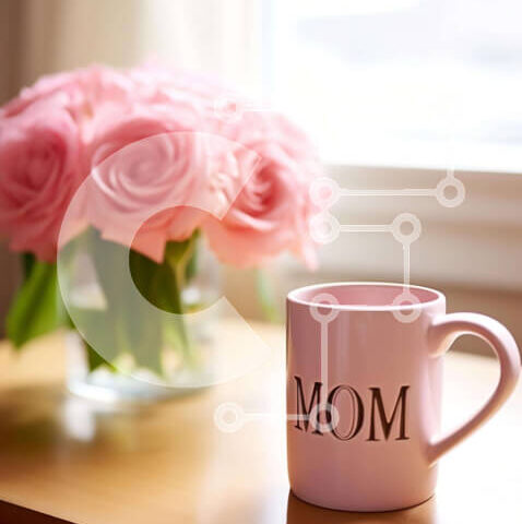 Intra Συλλεκτικό Ξύλινο Παζλ Plywood 4mm - Ροζ Κούπα Καφέ με «Μαμά» και Ροζ Τριαντάφυλλα Σε Ξύλινο Κουτί - Διαστάσεις Puzzle: 10x10 cm – 25 κομμάτια - Image 1