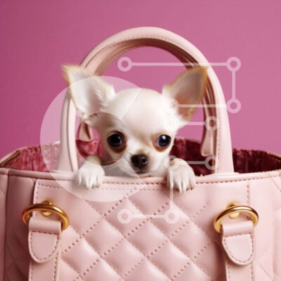 Intra Συλλεκτικό Ξύλινο Παζλ Plywood  4mm - Αξιολάτρευτη εικόνα ενός Τσιουάουα σε μια ροζ τσάντα Σε Ξύλινο Κουτί - Διαστάσεις: 10x10 cm – 25 κομμάτια - Image 1