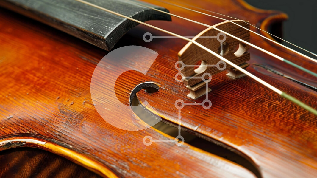 Intra Συλλεκτικό Ξύλινο Παζλ Plywood  4mm - Κοντινό πλάνο ενός παλιού βιολιού με συνδεδεμένες χορδές Σε Ξύλινο Κουτί - Διαστάσεις: 10x10 cm – 25 κομμάτια