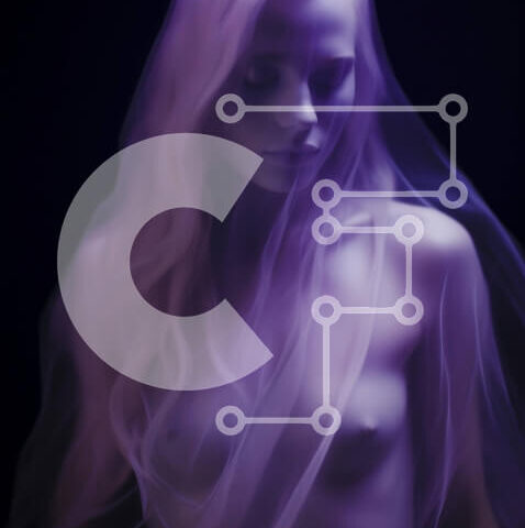 Intra Συλλεκτικό Ξύλινο Παζλ Plywood  4mm - Γυμνή γυναίκα με μακριά ξανθά μαλλιά και μωβ πέπλο Σε Ξύλινο Κουτί - Διαστάσεις Puzzle: 10x10 cm – 25 κομμάτια - Image 1