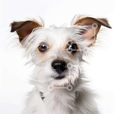 Intra Συλλεκτικό Ξύλινο Παζλ Plywood  4mm - Αξιολάτρευτο λευκό σκυλί με καφέ μπαλώματα που κοιτάζει περίεργα την κάμερα Σε Ξύλινο Κουτί - Διαστάσεις: 10x10 cm – 25 κομμάτια - Image 1