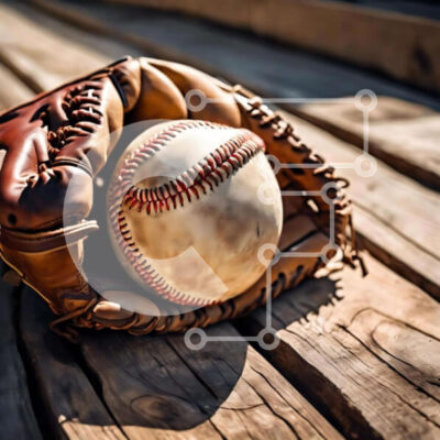 Intra Συλλεκτικό Ξύλινο Παζλ Plywood 4mm - Vintage γάντι και μπάλα του μπέιζμπολ σε παλιό ξύλινο πάγκο Σε Ξύλινο Κουτί - Διαστάσεις Puzzle: 10x10 cm – 25 κομμάτια - Image 1
