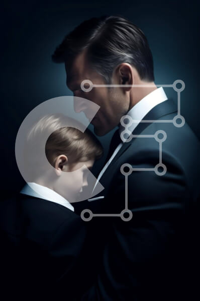 Intra Συλλεκτικό Ξύλινο Παζλ Plywood  4mm - Συγκινητική αγκαλιά μεταξύ άνδρα και παιδιού Σε Ξύλινο Κουτί - Διαστάσεις Puzzle: 10x10 cm – 25 κομμάτια