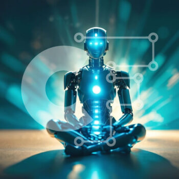 Intra Συλλεκτικό Ξύλινο Παζλ Plywood  4mm - Ρομπότ σε θέση Lotus με λαμπερά φώτα Σε Ξύλινο Κουτί - Διαστάσεις Puzzle: 10x10 cm – 25 κομμάτια - Image 1