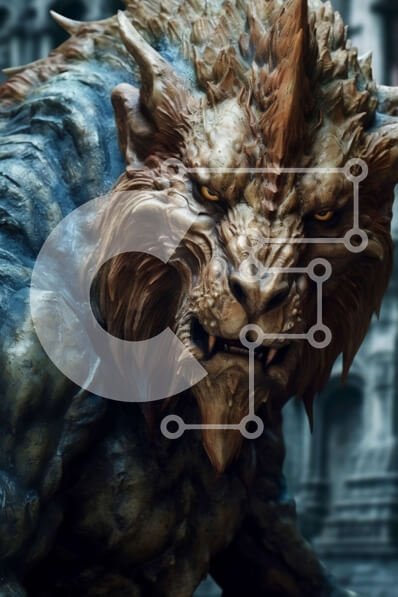 Intra Συλλεκτικό Ξύλινο Παζλ Plywood  4mm - Τρομακτική εικόνα ενός λυκάνθρωπου που γρυλίζει με λαμπερά κόκκινα μάτια Σε Ξύλινο Κουτί - Διαστάσεις Puzzle: 10x10 cm – 25 κομμάτια