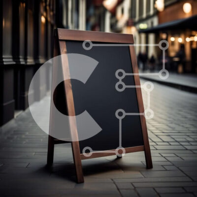 Intra Συλλεκτικό Ξύλινο Παζλ Plywood 4mm - Νυχτερινή οδός της πόλης με μαύρο πίνακα κιμωλίας Σε Ξύλινο Κουτί - Διαστάσεις Puzzle: 10x10 cm – 25 κομμάτια - Image 1