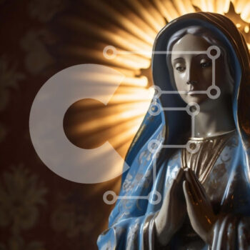 Intra Συλλεκτικό Ξύλινο Παζλ Plywood  4mm - Μπλε Άγαλμα της Παναγίας Σε Ξύλινο Κουτί - Διαστάσεις Puzzle: 10x10 cm – 25 κομμάτια - Image 1