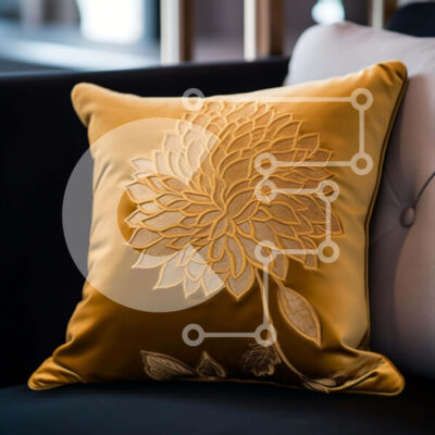 Intra Συλλεκτικό Ξύλινο Παζλ Plywood  4mm - Κίτρινο μαξιλάρι σε σχήμα λουλουδιού σε μαύρο καναπέ Σε Ξύλινο Κουτί - Διαστάσεις Puzzle: 10x10 cm – 25 κομμάτια - Image 1