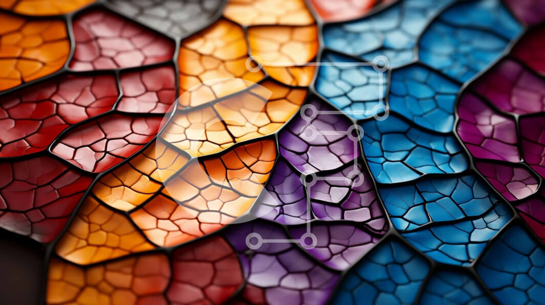 Intra Συλλεκτικό Ξύλινο Παζλ Plywood  4mm - Εκπληκτικό κοντινό πλάνο από ραγισμένο βιτρό με ζωηρά χρώματα Σε Ξύλινο Κουτί - Διαστάσεις Puzzle: 10x10 cm – 25 κομμάτια