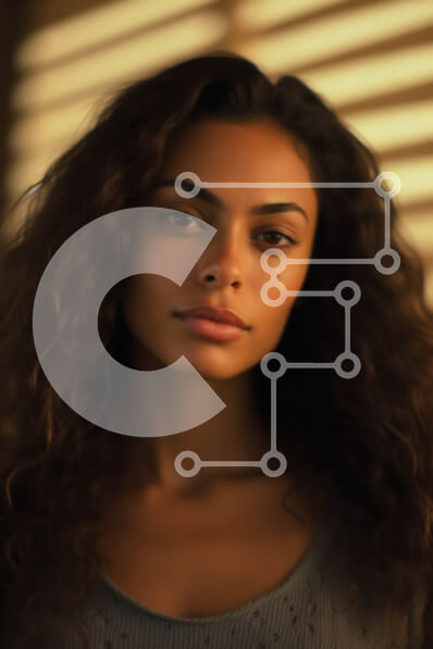 Intra Συλλεκτικό Ξύλινο Παζλ Plywood  4mm - Πορτρέτο μιας νεαρής γυναίκας που κοιτάζει μακριά στην απόσταση Σε Ξύλινο Κουτί - Διαστάσεις Puzzle: 10x10 cm – 25 κομμάτια