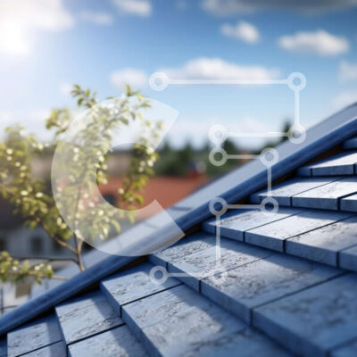 Intra Συλλεκτικό Ξύλινο Παζλ Plywood  4mm - Μπλε στέγη με ασφάλτινο έρπητα ζωστήρα Σε Ξύλινο Κουτί - Διαστάσεις Puzzle: 10x10 cm – 25 κομμάτια - Image 1