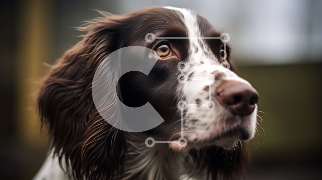 Intra Συλλεκτικό Ξύλινο Παζλ Plywood  4mm - Καφέ και λευκό σκυλί με δισκέτα αυτιά Σε Ξύλινο Κουτί - Διαστάσεις: 10x10 cm – 25 κομμάτια