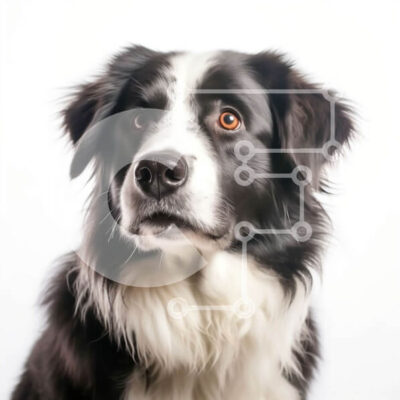 Intra Συλλεκτικό Ξύλινο Παζλ Plywood 4mm - Εκπληκτική εικόνα ενός σοβαρού ασπρόμαυρου σκύλου με αφράτο τρίχωμα Σε Ξύλινο Κουτί - Διαστάσεις: 10x10 cm – 25 κομμάτια - Image 1