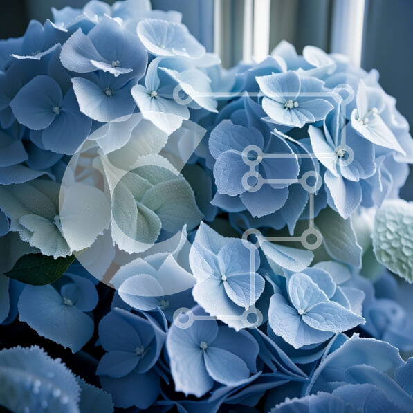Intra Συλλεκτικό Ξύλινο Παζλ Plywood  4mm - Όμορφο μπουκέτο από μπλε ορτανσίες σε ένα περβάζι Σε Ξύλινο Κουτί - Διαστάσεις: 10x10 cm – 25 κομμάτια