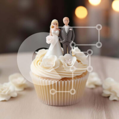 Intra Συλλεκτικό Ξύλινο Παζλ Plywood  4mm - Γαμήλιο Cupcake Topper με ειδώλια νύφης και γαμπρού Σε Ξύλινο Κουτί - Διαστάσεις: 10x10 cm – 25 κομμάτια - Image 1