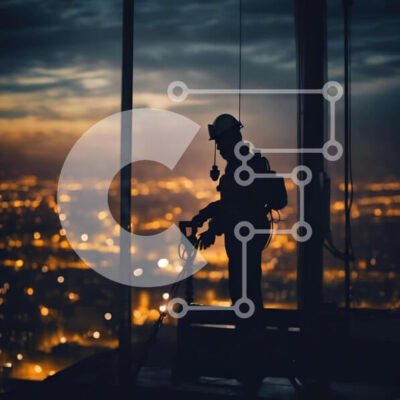 Intra Συλλεκτικό Ξύλινο Παζλ Plywood  4mm - Εργάτης οικοδομών με θέα στην πόλη τη νύχτα Σε Ξύλινο Κουτί - Διαστάσεις Puzzle: 10x10 cm – 25 κομμάτια - Image 1