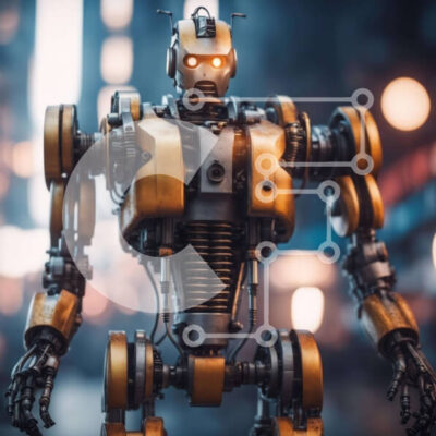 Intra Συλλεκτικό Ξύλινο Παζλ Plywood 4mm - Ρομπότ με τεχνολογία AI σε αστικό δρόμο Σε Ξύλινο Κουτί - Διαστάσεις Puzzle: 10x10 cm – 25 κομμάτια - Image 1