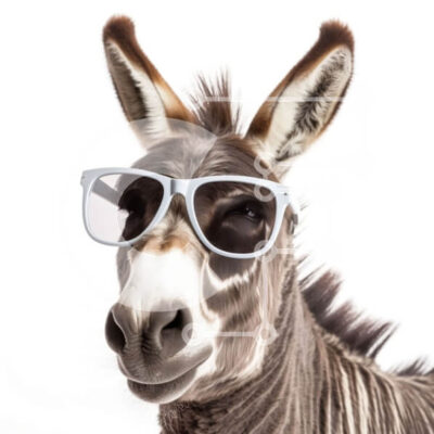 Intra Συλλεκτικό Ξύλινο Παζλ Plywood  4mm - Donkey Wearing Glasses - Διασκεδαστική και ιδιόμορφη φωτογραφία ζώου Σε Ξύλινο Κουτί - Διαστάσεις: 10x10 cm – 25 κομμάτια - Image 1