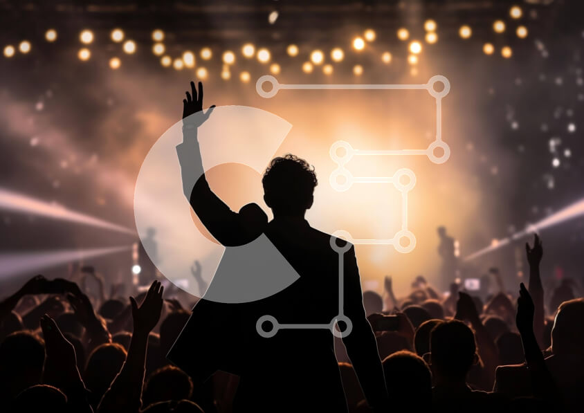 Intra Συλλεκτικό Ξύλινο Παζλ Plywood  4mm - Άνθρωπος ζητωκραυγάζει σε μια νυχτερινή συναυλία με έντονα φώτα Σε Ξύλινο Κουτί - Διαστάσεις Puzzle: 10x10 cm – 25 κομμάτια