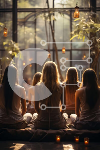 Intra Συλλεκτικό Ξύλινο Παζλ Plywood  4mm - Μάθημα γιόγκα με γυναίκες με λευκά πουκάμισα που διαλογίζονται στο φυσικό φως Σε Ξύλινο Κουτί - Διαστάσεις Puzzle: 10x10 cm – 25 κομμάτια