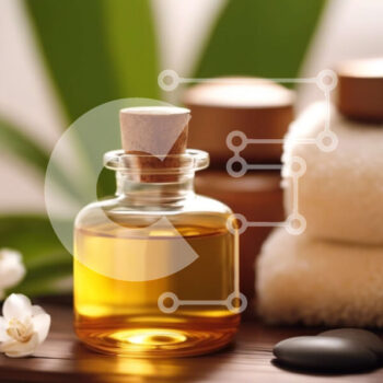 Intra Συλλεκτικό Ξύλινο Παζλ Plywood  4mm - Μπουκάλι αιθέριου ελαίου με πετσέτες και λουλούδια Σε Ξύλινο Κουτί - Διαστάσεις Puzzle: 10x10 cm – 25 κομμάτια - Image 1