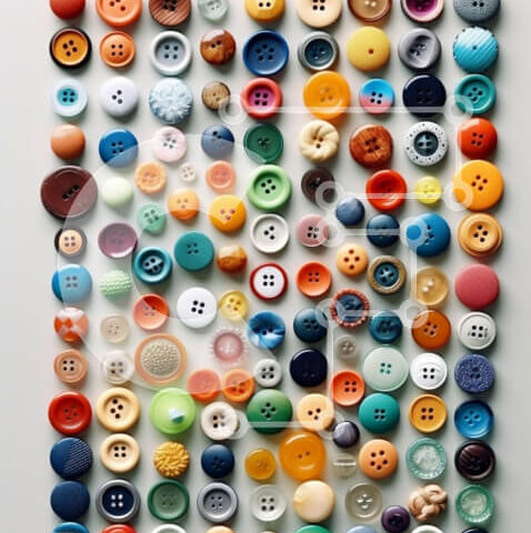 Intra Συλλεκτικό Ξύλινο Παζλ Plywood  4mm - Πολύχρωμα κουμπιά διατεταγμένα σε γεωμετρικό σχέδιο σε λευκό φόντο Σε Ξύλινο Κουτί - Διαστάσεις Puzzle: 10x10 cm – 25 κομμάτια - Image 1