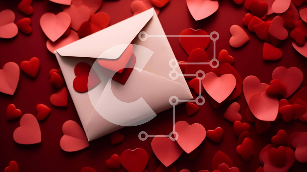 Intra Συλλεκτικό Ξύλινο Παζλ Plywood  4mm - Φάκελος σε σχήμα καρδιάς που περιβάλλεται από κόκκινες καρδιές Σε Ξύλινο Κουτί - Διαστάσεις Puzzle: 10x10 cm – 25 κομμάτια