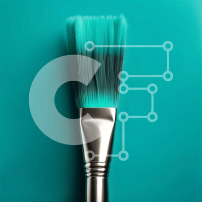 Intra Συλλεκτικό Ξύλινο Παζλ Plywood  4mm - Ζωηρό πράσινο πινέλο σε τιρκουάζ φόντο Σε Ξύλινο Κουτί - Διαστάσεις Puzzle: 10x10 cm – 25 κομμάτια - Image 1