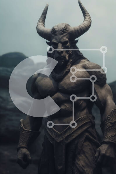 Intra Συλλεκτικό Ξύλινο Παζλ Plywood  4mm - Μυώδης κερασφόρος άνδρας σε μια βραχώδη προεξοχή με θέα στο νερό Σε Ξύλινο Κουτί - Διαστάσεις Puzzle: 10x10 cm – 25 κομμάτια