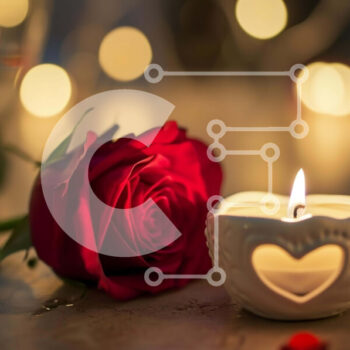 Intra Συλλεκτικό Ξύλινο Παζλ Plywood  4mm - Ρομαντικό σκηνικό με κόκκινο τριαντάφυλλο και κερί Σε Ξύλινο Κουτί - Διαστάσεις Puzzle: 10x10 cm – 25 κομμάτια - Image 1