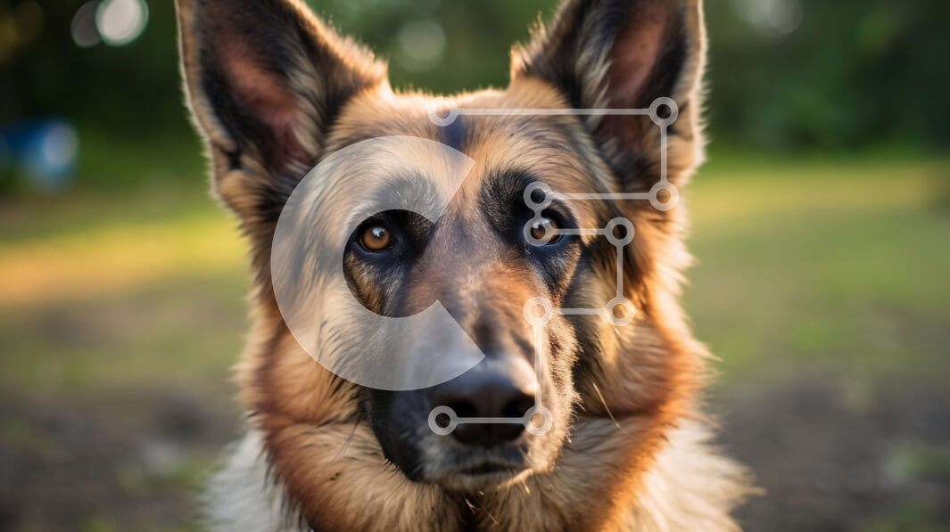 Intra Συλλεκτικό Ξύλινο Παζλ Plywood  4mm - Κοντινή όψη του προσώπου του γερμανικού ποιμενικού σκύλου Σε Ξύλινο Κουτί - Διαστάσεις: 10x10 cm – 25 κομμάτια