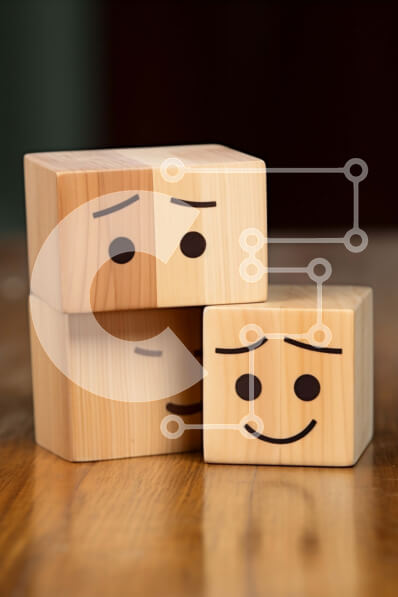 Intra Συλλεκτικό Ξύλινο Παζλ Plywood  4mm - Ξύλινοι μπλοκ με χαμογελαστά πρόσωπα Σε Ξύλινο Κουτί - Διαστάσεις: 10x10 cm – 25 κομμάτια