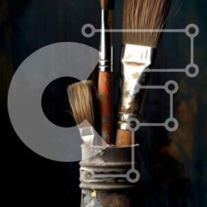 Intra Συλλεκτικό Ξύλινο Παζλ Plywood  4mm - Σετ πινέλων σε κουτί μπογιάς σε ξύλινο τραπέζι Σε Ξύλινο Κουτί - Διαστάσεις: 10x10 cm – 25 κομμάτια