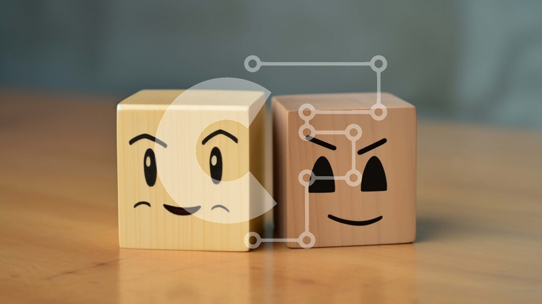 Intra Συλλεκτικό Ξύλινο Παζλ Plywood  4mm - Χαμογελαστά και συνοφρυωμένα ξύλινα μπλοκ Σε Ξύλινο Κουτί - Διαστάσεις: 10x10 cm – 25 κομμάτια